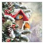 House with robins karácsonyi szalvéta 33x33cm 20 db-os