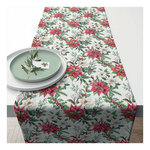 Karácsonyi mikulásvirágos pamut asztali futó Christmas florals