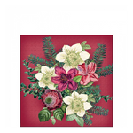 Azalea and helleborus red karácsonyi szalvéta 25x25cm 20 db-os