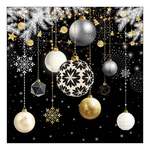 Christmas baubles black karácsonyi szalvéta 33x33cm 20 db-os