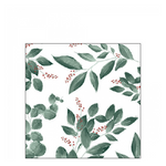 Leaves and berries white karácsonyi szalvéta 25x25cm 20 db-os