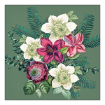 Azalea and helleborus green karácsonyi szalvéta 33x33cm 20 db-os