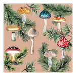 Mushroom ornaments terracotta karácsonyi szalvéta 33x33cm 20 db-os