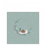 Little wood cabin sage karácsonyi szalvéta 25x25cm 20 db-os