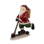 Piros ruhás rollerező télapó vintage karácsonyi figura