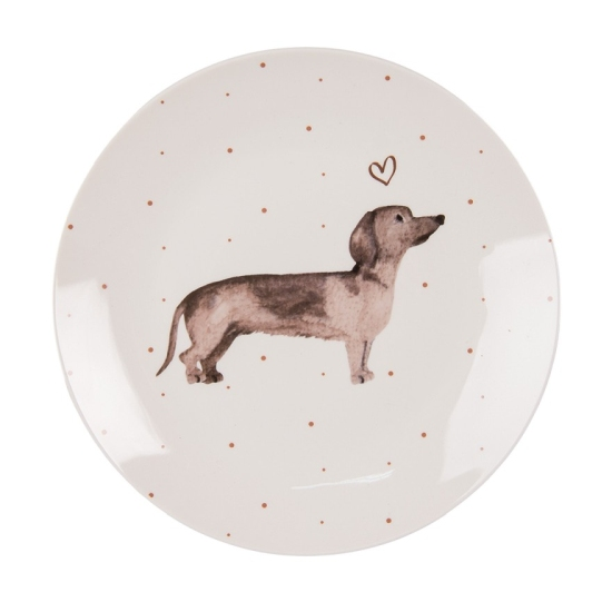 Tacskós desszertes tányér 20x2 cm Dachshund Love