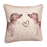 Tacskós párnahuzat 40x40 cm pamut Dachshund Love két tacsi