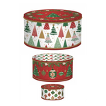 Karácsonyi fémdoboz 3 db-os szett kerek Jingle Bells