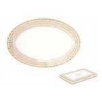 Festive karácsonyi porcelán ovális kínáló tálca díszdobozban