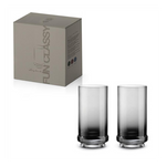 Long Drink Pohár színes füstös szürke üvegből díszdobozban 2 db