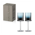 Borospohár színes kék üvegből díszdobozban 2 db