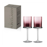 Színes lila üvegből készült borospohár díszdobozban 2 db szett