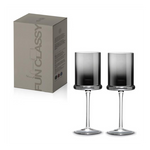 Borospohár színes füstös szürke üvegből díszdobozban 2 db
