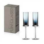 Flőte pezsgőspohár színes kék üvegből díszdobozban