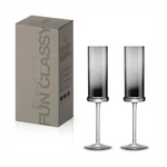 Flőte pezsgőspohár színes füstös szürke üvegből díszdobozban