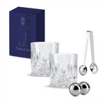 Whisky kínáló szett 2 db pohár fém hűtőgolyó jégcsipesz SetA
