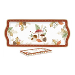 Őszi mintás porcelán asztali kínáló tálca 35x15 cm Autumn Breeze
