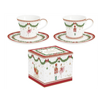 Karácsonyi porcelán eszpresszó kávés + alj 80 ml kétszemélyes díszdobozban Magie de Noel