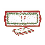 Karácsonyi porcelán kínáló tálca 35x15 cm díszdobozban Magie de Noel