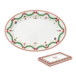 Karácsonyi porcelán ovális kínáló tálca 35x23,5 cm díszdobozban Magie de Noel