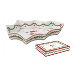 Karácsonyi porcelán fenyőfa alakú kínáló tál díszdobozban Magie de Noel