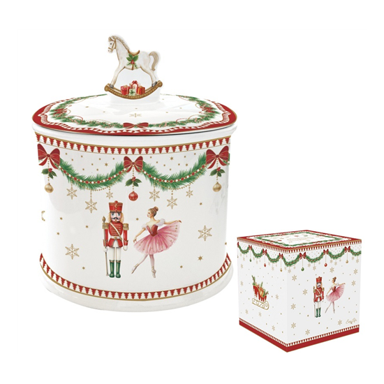 Karácsonyi porcelán keksztároló díszdobozban Magie de Noel