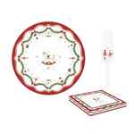 Karácsonyi porcelán tortatál lapáttal 32 cm díszdobozban Magie de Noel