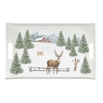 Karácsonyi műanyag nagy tálca 47x31 cm White Forest