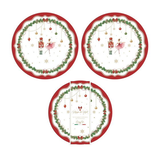 Karácsonyi műanyag tányéralátét kerek 2db-os szett Magie de Noel