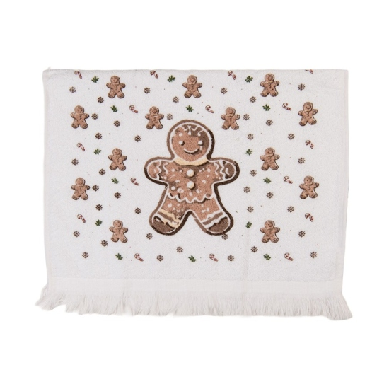 Karácsonyi konyhai kéztörlő pamut, 40×66 cm, Classic Gingerbread Magic