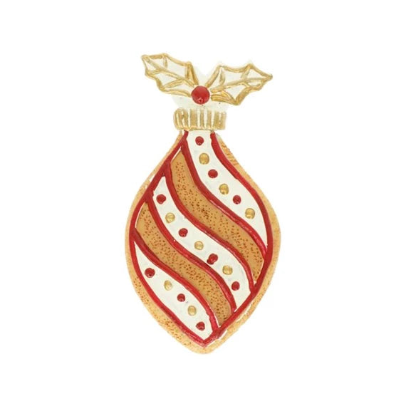 Mézeskalács karácsonyfadísz csavart 4,2x1x8,1 cm – krém, piros, poly