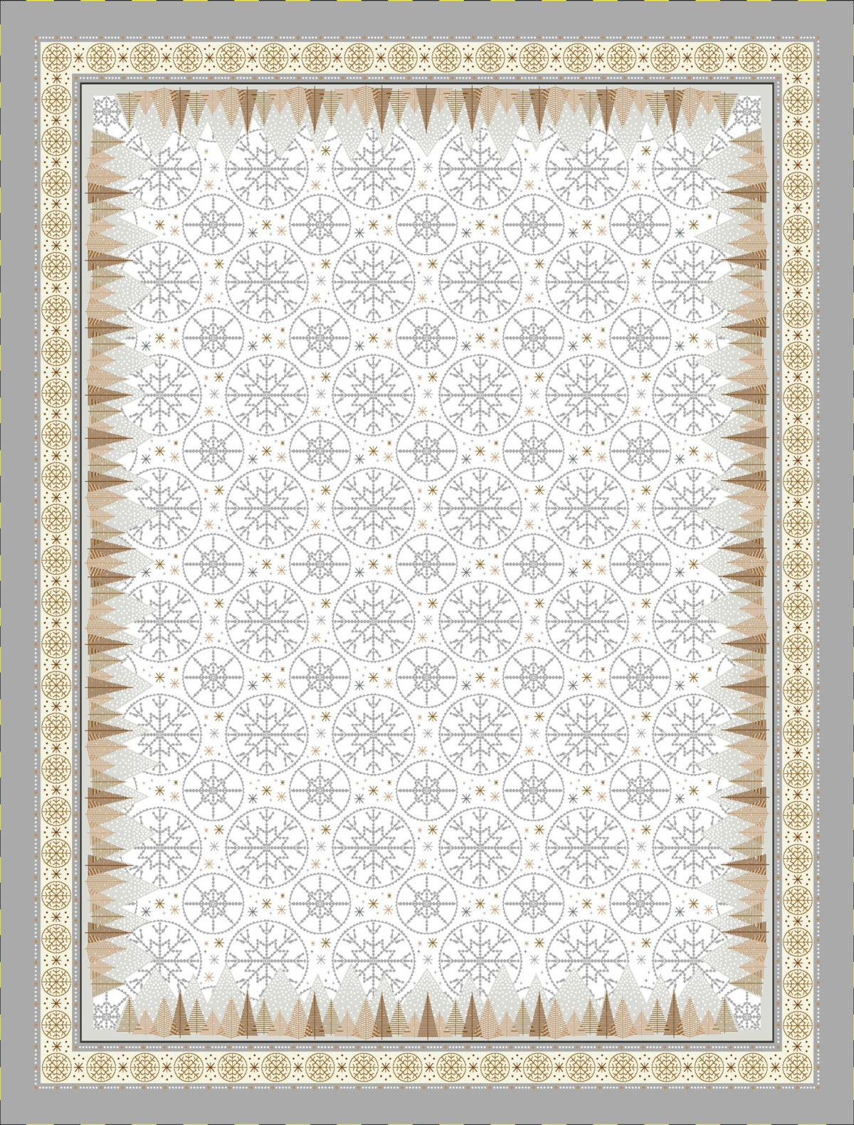 Karácsonyi asztalterítő – Modern karácsony minta, 137×240 cm, gobelin, arany lurex