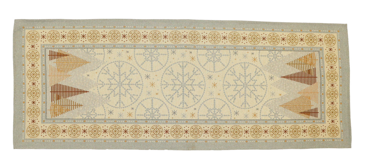 Karácsonyi asztali futó – Modern karácsony mintás asztali futó, 44×140 cm, gobelin, arany lurex