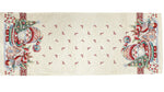 Karácsonyi asztali futó – Manós, mézeskalácsos mintás asztali futó, 44×140 cm, gobelin, ezüst lurex