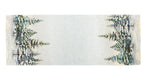 Karácsonyi asztali futó – Havas fenyőerdő mintás asztali futó, 44×180 cm, gobelin, ezüst lurex