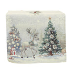 Karácsonyi asztali futó – Golden deer arany szarvasos mintás asztali futó, 37×100 cm, gobelin, ezüst lurex