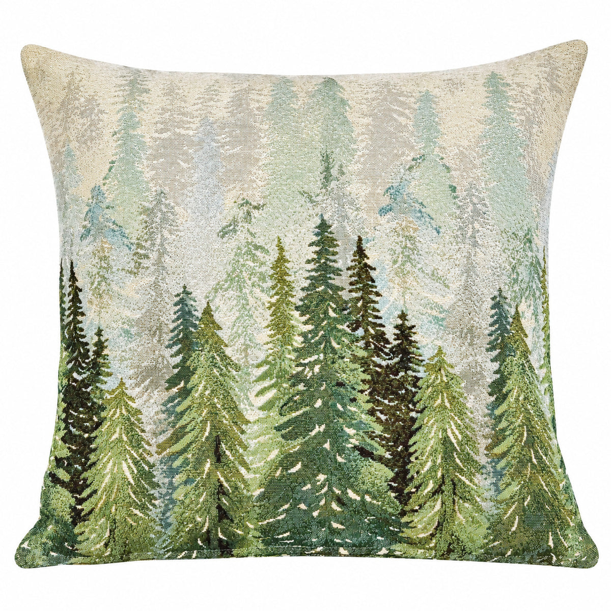 Karácsonyi díszpárnahuzat Golden forest fenyőfás, 45×45 cm – gobelin, arany lurexszel