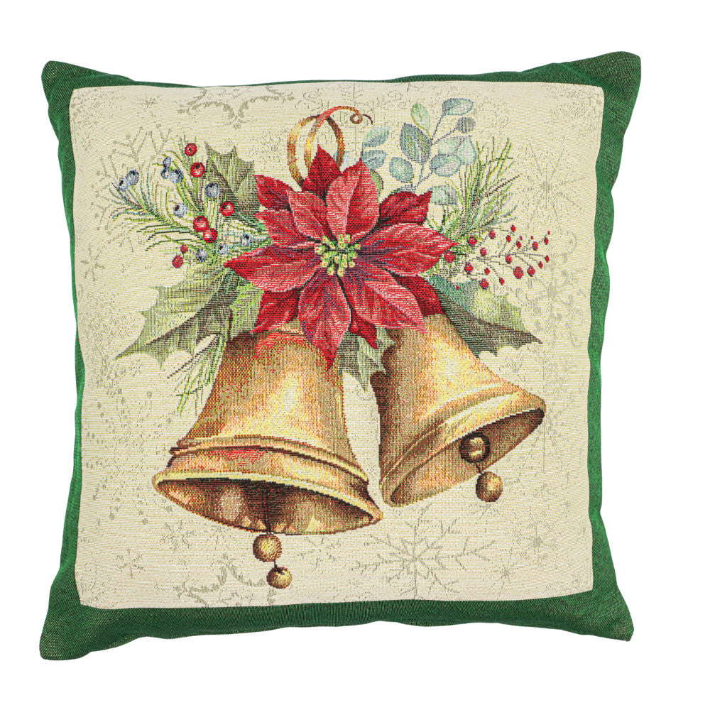 Karácsonyi díszpárnahuzat Bells csengős, 45×45 cm – gobelin, arany lurexszel