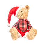 Karácsonyi Maci skandi kockás ruhában 50 cm