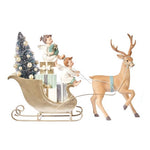 Karácsonyi szán szarvassal, angyalokkal LED 25 cm