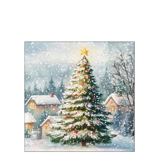 Karácsonyi szalvéta – Tree in snow, 25x25 cm, 20 db-os