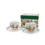 Karácsonyi Porcelán csésze + alj, 90 ml2 személyes, dobozban, Christmas Village