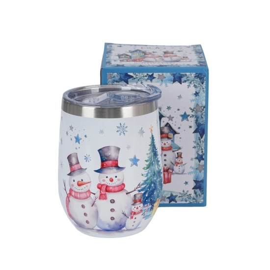 Karácsonyi hóemberes Rozsdamentes acél hőtartó pohár 330 mlSnowman