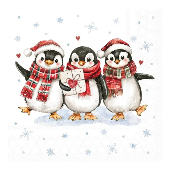 Karácsonyi szalvéta – Penguin surprise, 33x33 cm, 20 db-os
