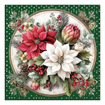 Karácsonyi szalvéta – Florals scene green, 33x33 cm, 20 db-os