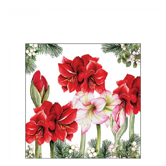 Karácsonyi szalvéta Blooming amaryllis white 25x25 cm 20 db-os