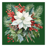Karácsonyi szalvéta Poinsettia bouquet green 33x33 cm 20 db-os
