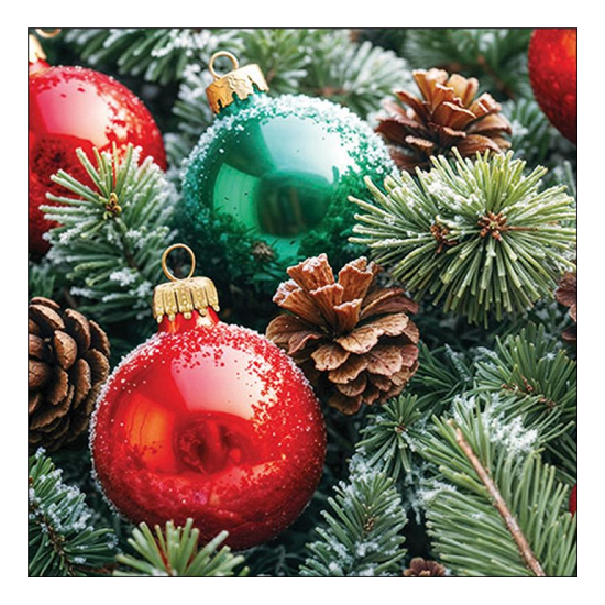Karácsonyi szalvéta Frozen Baubles 33x33 cm 20 db-os