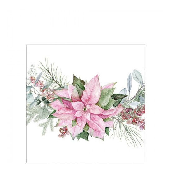 Karácsonyi szalvéta Pink poinsettia 25x25 cm 20 db-os