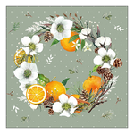 Karácsonyi szalvéta Helleborus and oranges 33x33 cm 20 db-os